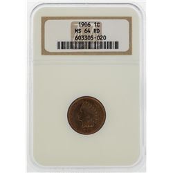1906 Indian Head 1 Cent Coin NGC MS64 RD