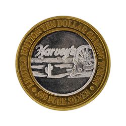 .999 Silver Harveys Lake Tahoe, Nevada $10 Casino Gaming Token Limited Edition