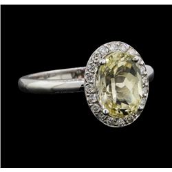 14KT White Gold 2.63ct Beryl and Diamond Ring