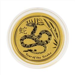 2013 $15 Australia 1/10 oz Lunar Year of the Snake Gold Coin BU