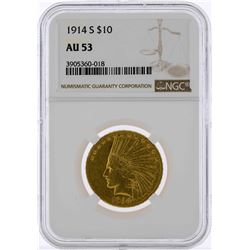 1914-S $10 Indian Head Eagle Gold Coin NGC AU53