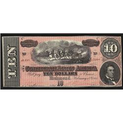 1864 $10 The Confederate States of America Note