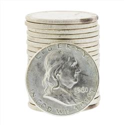 Roll of (20) 1961 Brilliant Uncirculated Franklin Half Dollar Coins