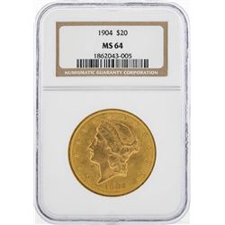 1904 $20 Liberty Head Double Eagle Gold Coin NGC MS64