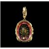 Image 2 : 14KT Yellow with Rhodium Plated Gold 14.00ct Pink Topaz and Diamond Pendant