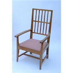 A Cotswold School walnut armchair by Peter Waals, having square tapered back rails and rectangula...