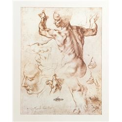 Michelangelo, Studi per la Sibilla Libica from Disegni di Michelangelo, Lithograph