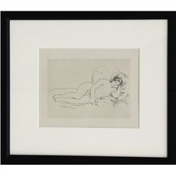 Pierre-Auguste Renoir, Femme nue couchee, Etching
