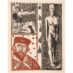 Italo Scanga, The Revolt, Woodcut on Japon