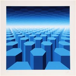 Jean-Pierre Vasarely (aka Yvaral), 50 Shades of Blue, Serigraph