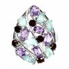 Image 2 : Natural Chalcedony Amethyst Mozambique Garnet Ring