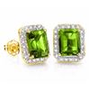 Image 1 : Natural Peridot & Diamond 14k Solid Gold Earrings