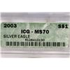 Image 3 : 2003 AMERICAN SILVER EAGLE ICG MS70