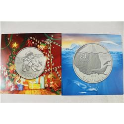 CANADA $20 SANTA CLAUS & $20 WHALE SILVER COINS