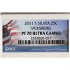 Image 3 : 2011-S SILVER VICKSBURG QUARTER NGC PF70 ULTRA CAM