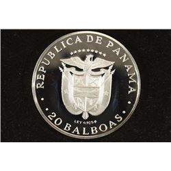 1975 PANAMA SILVER PROOF 20 BALBOAS