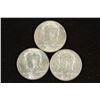 Image 1 : 3-1964 ASSORTED 90% SILVER KENNEDY HALF DOLLARS