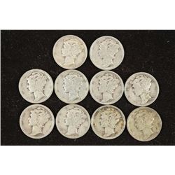 10 ASSORTED 1930'S MERCURY DIMES
