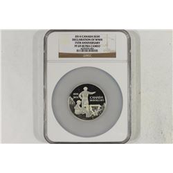 2014 CANADA SILVER $30 DECLARATION OF WWII 75TH