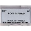 Image 3 : 2007 LINCOLN CENT PCGS MS66RD