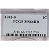 Image 3 : 1942-S LINCOLN CENT PCGS MS66RD