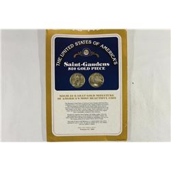 SOLID 22KT GOLD MINIATURE SAINT-GAUDENS $20 GOLD