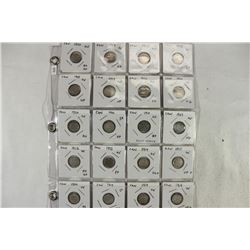 SHEET OF 20-1901-1920 CANADA SILVER 5 CENTS