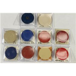 10 VINTAGE POKER CHIPS 1 BLUE WITH STAR AND MOON