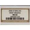 Image 3 : 2005-D SMS WEST VIRGINIA QUARTER NGC MS66