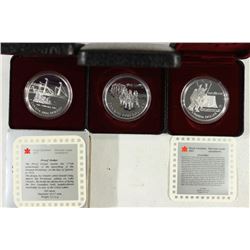 3 CANADA COMMEMORATIVE SILVER DOLLARS SEE DESCRIP.