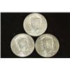 Image 1 : 3 ASSORTED 1964 90% SILVER KENNEDY HALF DOLLARS