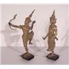 Image 1 : Asian School (20th Century), DANCERS, a pair of cast metal sculptures, each 12" high, with wood...
