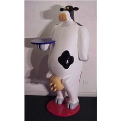 Mark Beam (20th Century) American, STANDING COW WITH TRAY, 2002, life-sized mixed media sculptu...