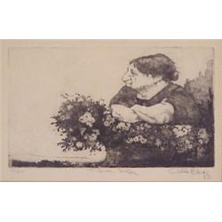 Charles Bragg (b. 1931) American, FLOWER SELLER, etching, signed in pencil, the numbered editio...