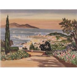 Yves Brayer (1907-1990) French, COASTAL VIEW, color lithograph, signed in pencil, the numbered...