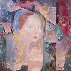 Dario Campanile (20th Century) American, PROFILE OF WOMAN, acrylic painted paper cast on canvas...