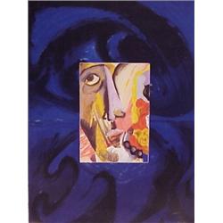 Sandro Chia (b. 1946) Italian, FACE, BLUE SURROUND, color lithograph, signed in pencil, numbere...