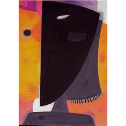 John Christoforou (b. 1921) British, BLACK PROFILE, c. 1955, gouache on paper, 26 x 18 1/2", si...