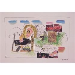 Ross Coates (20th Century American, LUX, 1988, collage, ink and watercolor on paper, image 10 1...