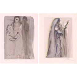 Salvador Dali (1904-1989) Spanish, DIVINE COMEDY Series (F. Canto 16 & 32; M. 1088 & 1137), two...