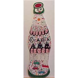 Reverend Howard Finster (1916-2001) American, COKE BOTTLE, 1993, acrylic painted wood cut-out,...