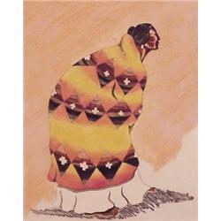 R. C. Gorman (b. 1932) American, WOMAN WRAPPED IN BLANKET, 1981, color etching, signed in penci...