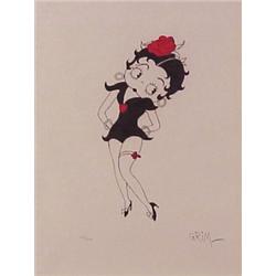 Grim (20th Century) American, BETTY BOOP WITH RED ROSE, color lithograph, signed in pencil, the...