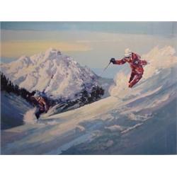 Mark King (20th Century) American, DOWNHILL SKIER, color screenprint, signed in pencil, numbere...