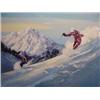 Image 1 : Mark King (20th Century) American, DOWNHILL SKIER, color screenprint, signed in pencil, numbere...
