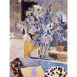 Ami Kroon (20th Century), BLUE STILL LIFE, 1986, acrylic painting on paper, 48 x 36", signed lo...