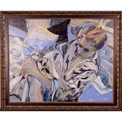 Ami Kroon (20th Century), SEATED WOMAN, 1986, acrylic painting on paper, 24 x 30", signed and d...