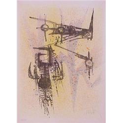 Wilfredo Lam (1902-1983) Cuban, UNTITLED from FLIGHT, 1969, color lithograph, signed in pencil,...