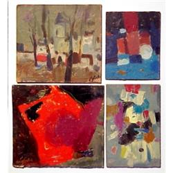 Jacques LeFort (20th Century) French, UNTITLED; PLACE DE VILLAGE; UNTITLED; SENSATION ROUGE, fo...