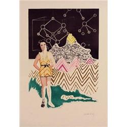 Man Ray (1890-1976) American, HOMAGE A LUNIS PAULIN, color etching, signed in pencil, the numbe...